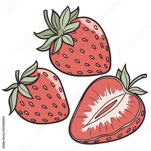 Strawberry Loved for its sweetness and use in desserts, jams, and smoothies