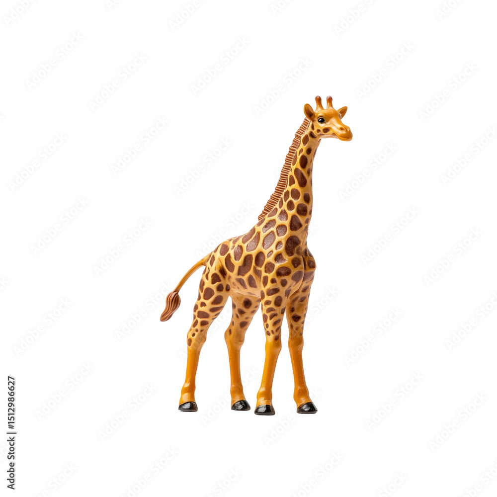 Naklejka premium Adorable Plastic Giraffe Toy Isolated on Transparent Background