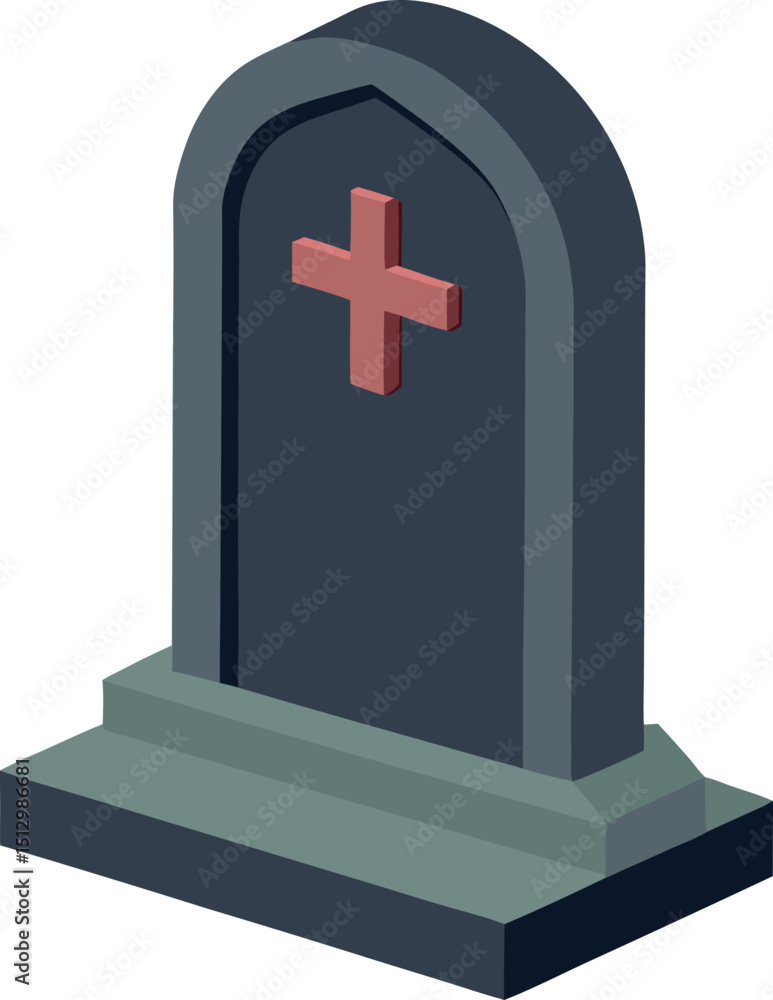 Obraz premium Gravestone Vector Art on Solid White Background for Designers