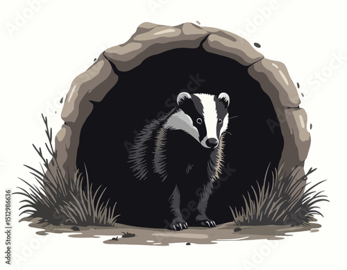 Animal Emerging From Burrow, Pixel Art Illustration