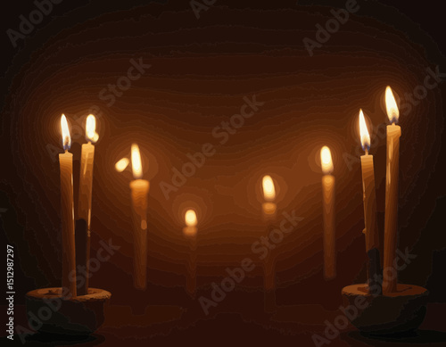 Seven Candles in Dim Room