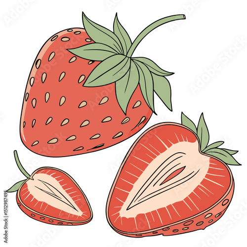 Strawberry Loved for its sweetness and use in desserts, jams, and smoothies