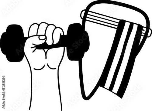 Vector Art of Hand Dumbbells with Resistance Bands