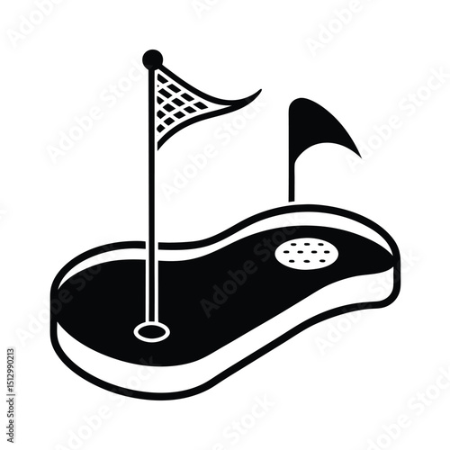 Golf course sand bunker with flag vector on white background