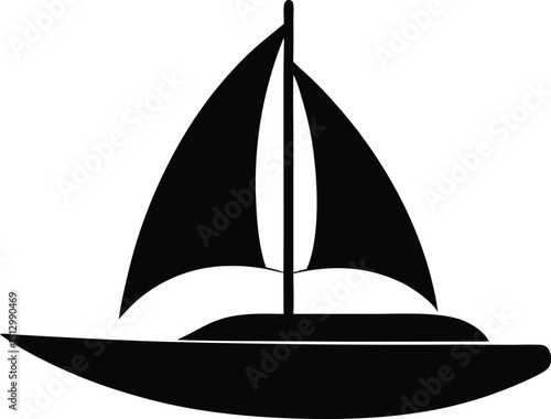 Summer nautical travel on the ocean with a sailing boat, yacht, and other vessels silhouetted against the sky, symbolizing adventure and transport on the water