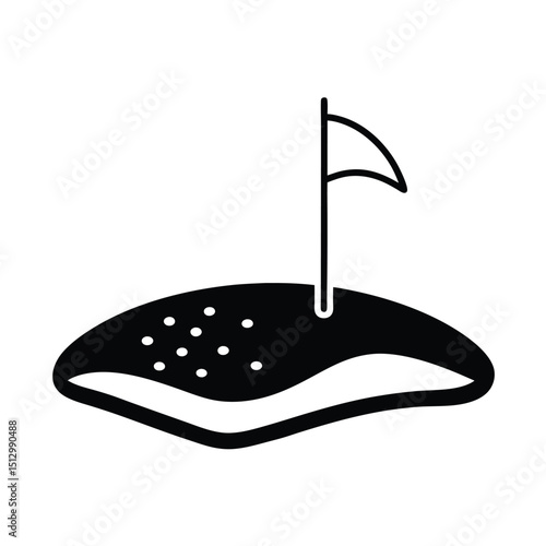 Golf course sand bunker with flag vector on white background