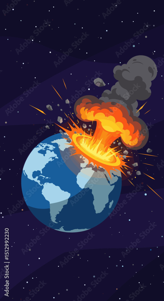 A fiery asteroid heading towards Earth, creating a dramatic and dangerous scenario. The visual represents an impending disaster from space. A fiery asteroid heading towards Earth, creating a dramatic and dangerous scenario. The visual represents an impending disaster from space.