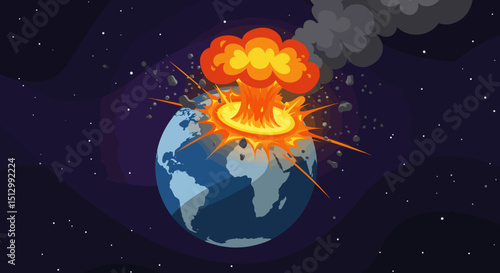 A fiery asteroid heading towards Earth, creating a dramatic and dangerous scenario. The visual represents an impending disaster from space.