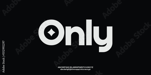 Only modern alphabet. Dropped stunning font, type for futuristic logo, headline, creative lettering and maxi typography. Minimal style letters with yellow spot. Vector typographic design	