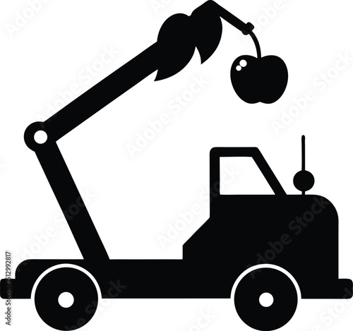 Farm benne and tractor vehicle with industrial construction machine illustration for distribution