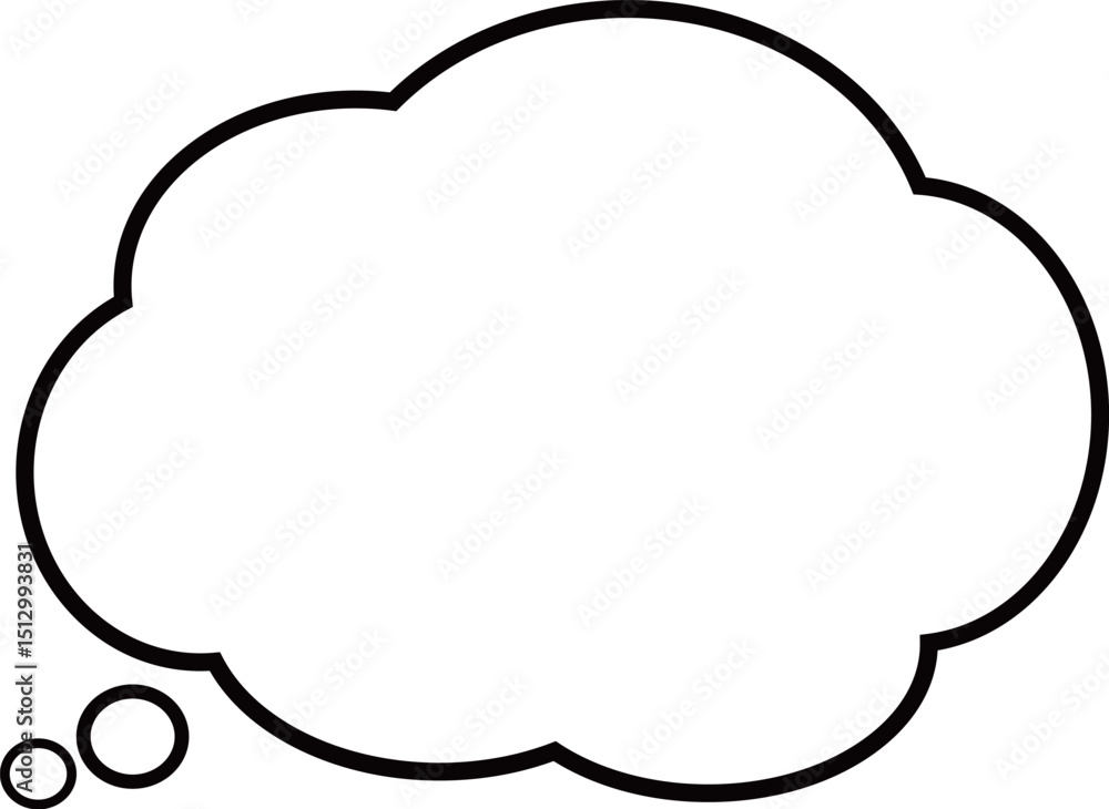 雲の形をしたふきだし。吹き出しの先端が丸くなっている。 雲の形をしたふきだし。吹き出しの先端が丸くなっている。