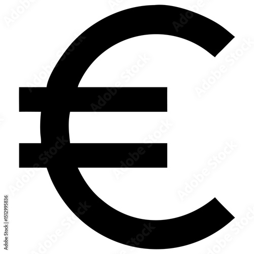 Clean euro symbol vector graphic isolated on white background