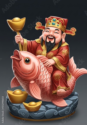 Joyful God of Wealth: Digital Painting