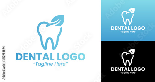 Professional Modern Dental Logo Design with Leaf Element for Branding and Clinics