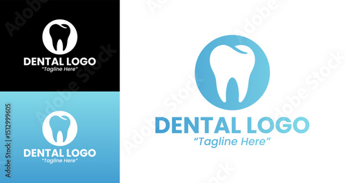 Minimalist Dental Logo Design with Blue and White Color Scheme for Clinics and Practices