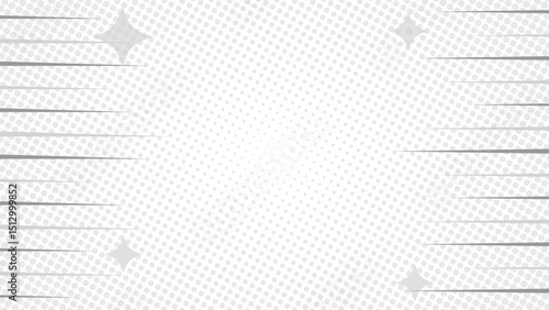 White halftone comic background with fast sharp lines and stars. Suitable for comics, presentations, posters, etc.