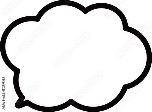 左下に吹き出しの先端がある、雲の形のシンプルなふきだし