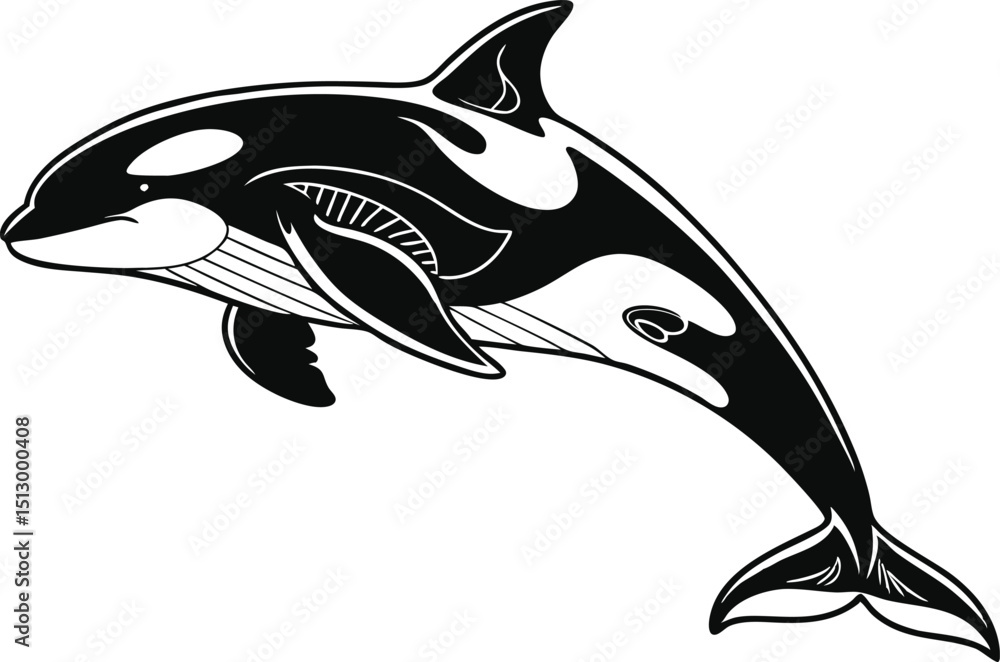 Obraz premium Jumping dolphin vector illustration isolated on white background