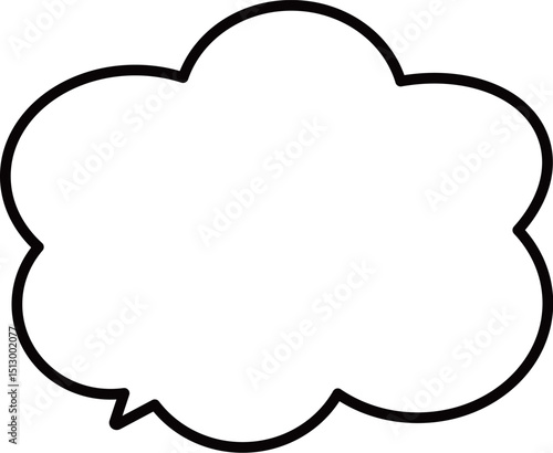 左下に吹き出しの先端がある、雲の形のシンプルなふきだし