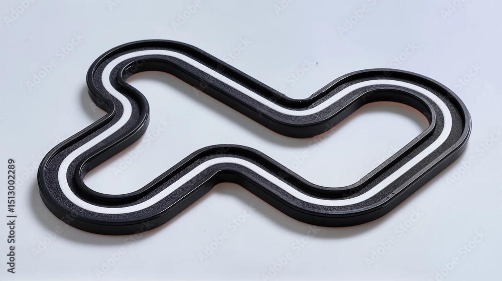 Fototapeta premium Abstract miniature race track on clean white background - dynamic challenge concept