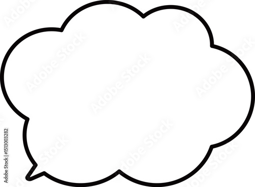 左下に吹き出しの先端がある、雲の形のシンプルなふきだし