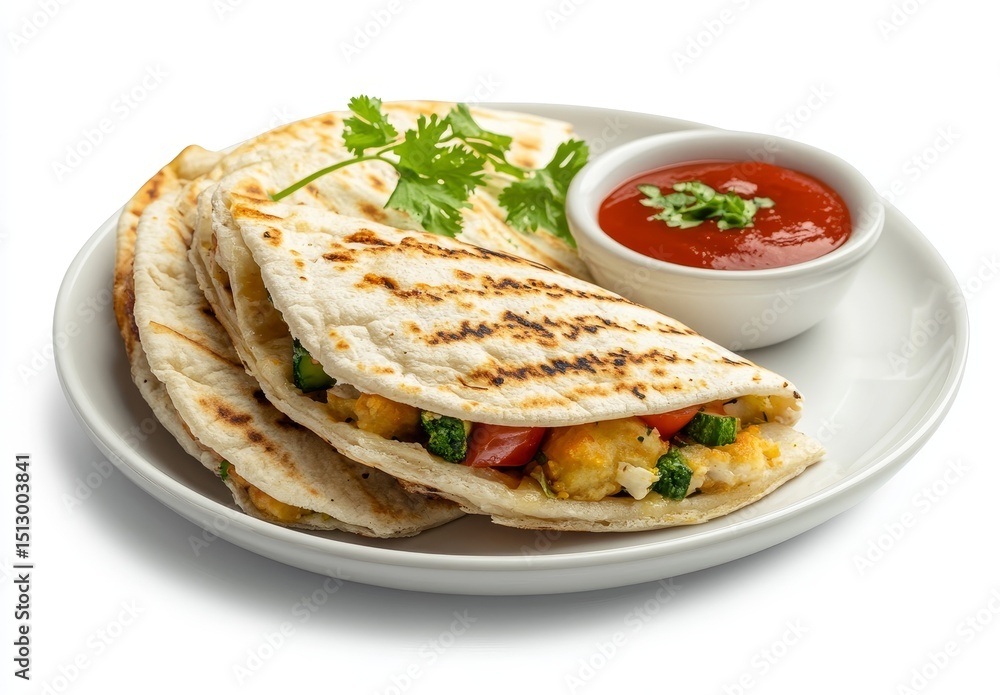 Delicious and Beautifully Grilled Quesadillas with a Side of Tangy Tomato Salsa Delicious and Beautifully Grilled Quesadillas with a Side of Tangy Tomato Salsa