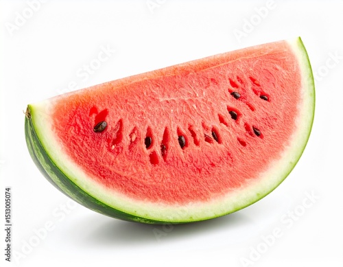 Wallpaper Mural A perfectly cut juicy watermelon slice with clear seeds isolated on white background Torontodigital.ca