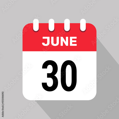 calendar 30 june icon vector illustration date background graphic design.