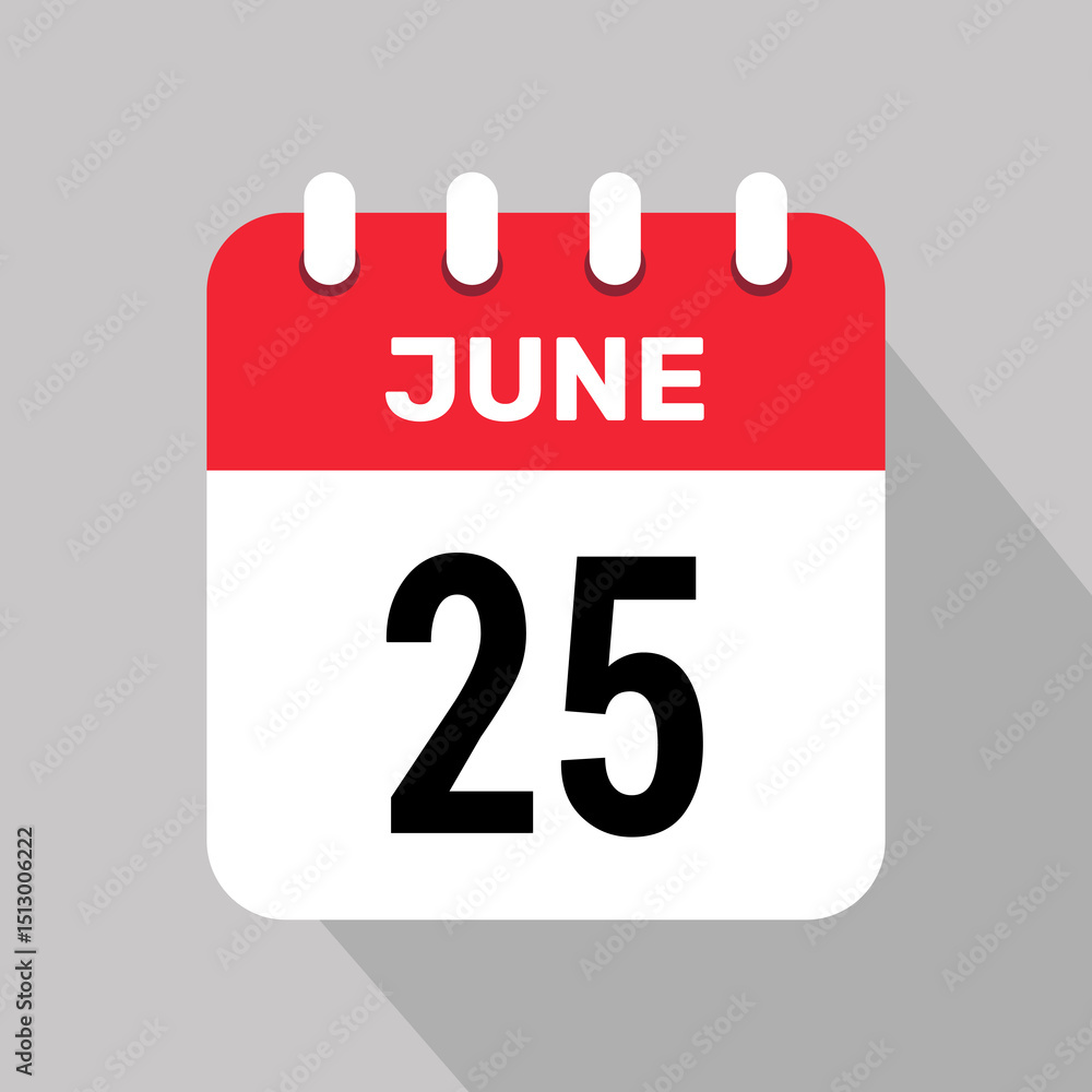calendar 25 june icon vector illustration date background graphic design. calendar 25 june icon vector illustration date background graphic design.