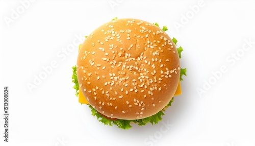 Wallpaper Mural Zinger burger top view isolated on white background Torontodigital.ca