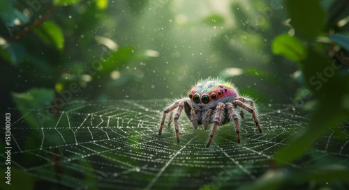 Jumping Spider on Web