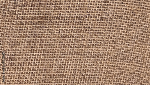 Rough burlap texture, canvas coarse cloth, dark brown woven rustic bagging. Natural hessian jute, beige textile texture. Linen fabric pattern. Threads background. Sackcloth surface, sacking material.