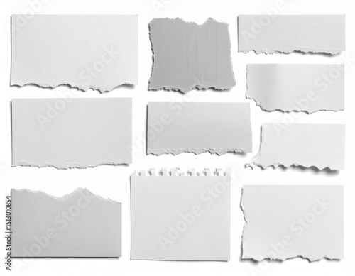 Wallpaper Mural Ripped paper pieces captured for artistic on white background Torontodigital.ca