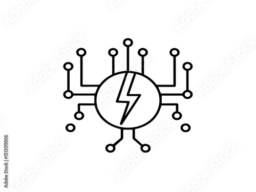 The image depicts a stylized icon representing technology or electronic energy systems