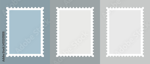 Set of blank rectangle and square Postage stamp frames. Postage stamp vector icons. Postage stamp set. Mockup postage stamps. Blank postage stamp borders templates.
