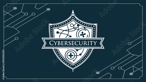 Silver Toned Gothic Badge Vector Art for Cybersecurity with Modern Gothic Aesthetic  