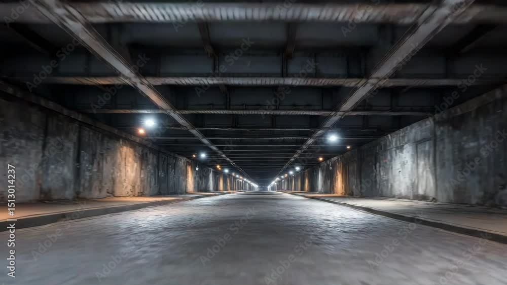 Zoom in fast motion empty urban underpass Zoom in fast motion empty urban underpass