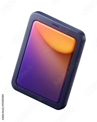 Stylized 3d rendered tablet computer icon showcasing a modern design and vibrant screen with a gradient color palette
