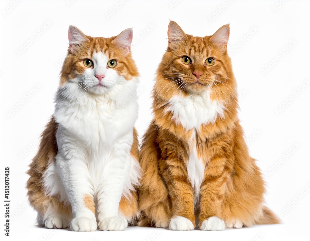Ginger and white cat isolated on white background Ginger and white cat isolated on white background