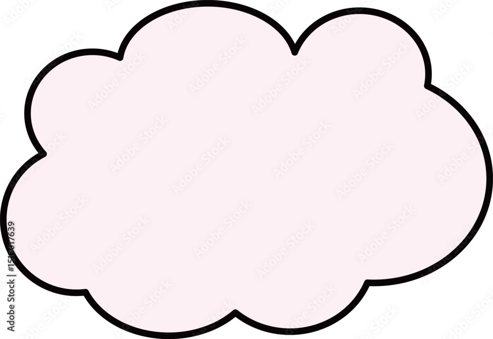 黒線で縁取られた、ピンクのかわいい雲の形のふきだし 黒線で縁取られた、ピンクのかわいい雲の形のふきだし