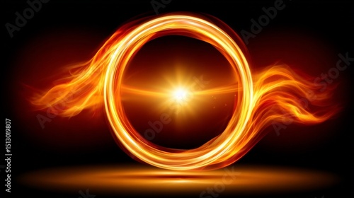 Fiery Ring of Light: Abstract Fire Background Image