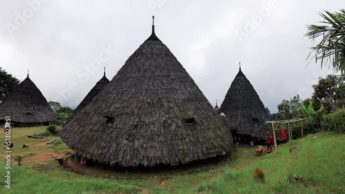 Wae Rebo traditional village the house roofs covered with straw remote indonesian village Labuan Bajo Indonesia
