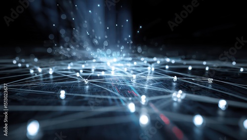 Tech-inspired light display representing the seamless connection of data and digital systems.