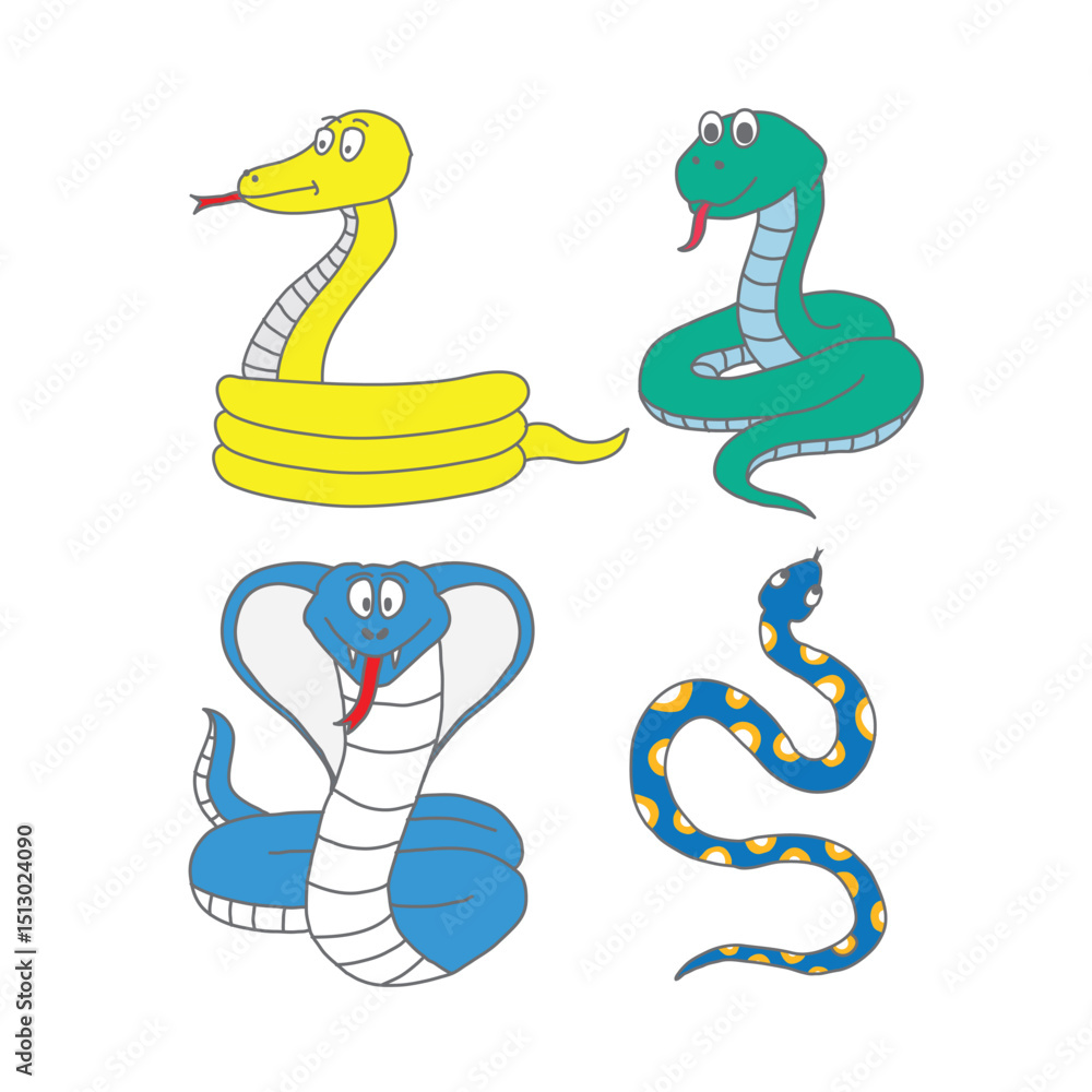 Fototapeta premium hand drawn snake and cobra collection vector images