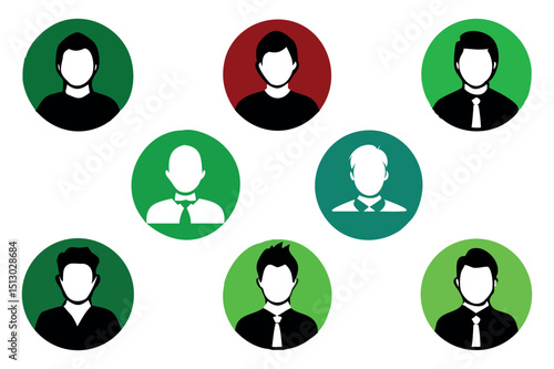Vector set of diverse male and female user profile silhouettes for business communication icons