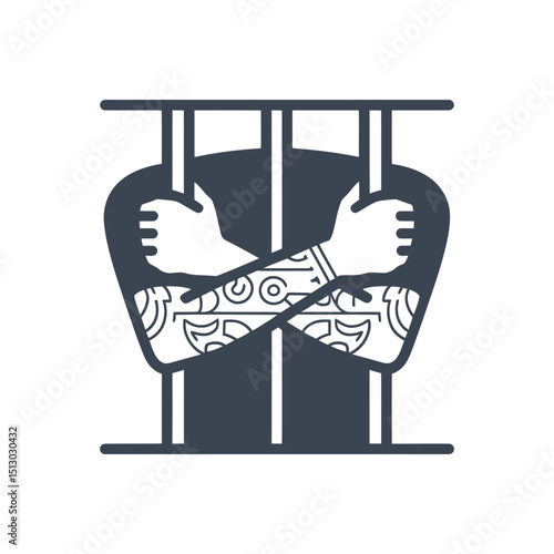 Freedom Denied Behind Bars Icon