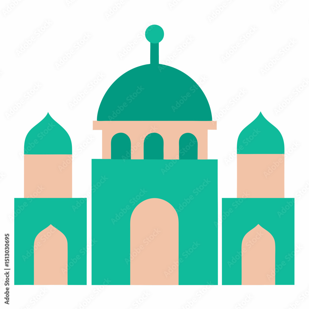 minimal masjid vector art aqua green and rose minimal masjid vector art aqua green and rose