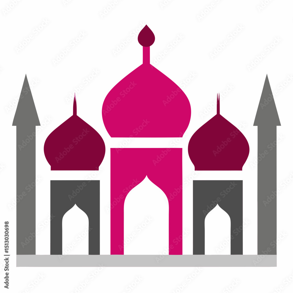 minimal masjid vector art bold magenta and silve minimal masjid vector art bold magenta and silve