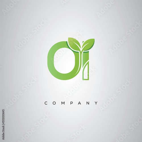 OI Natural Leaf Monogram Logo – Elegant Eco-Friendly Initial Design for Creative Branding & Organic Businesses"