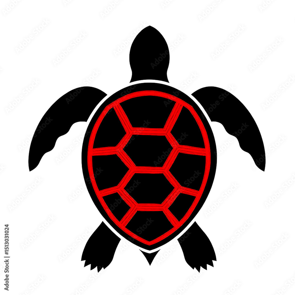 Obraz premium A stylized turtle clipart, drawn in a bold and minimalistic art style
